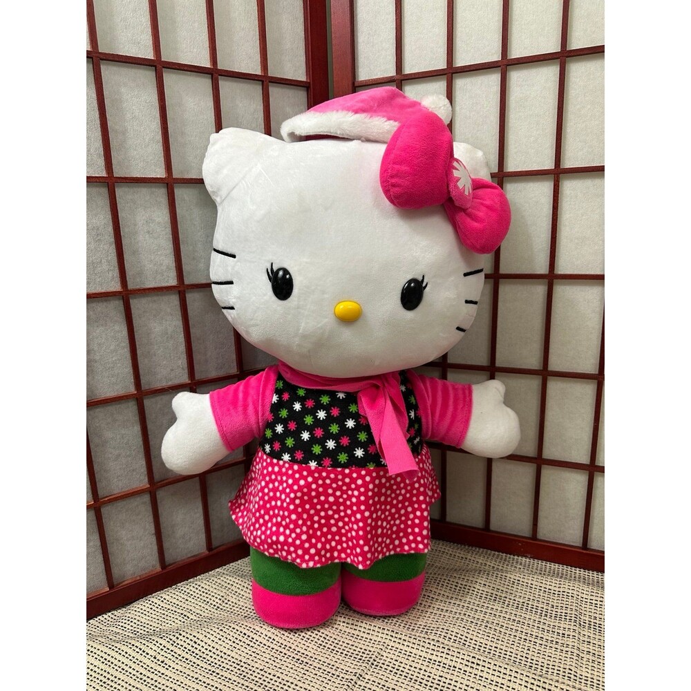 Sanrio Hello Kitty Christmas Greeter Plush Large Pink Outfit 2015 Retired
